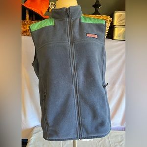 Vineyard, vines, unisex, light, blue, and green vest in fleece